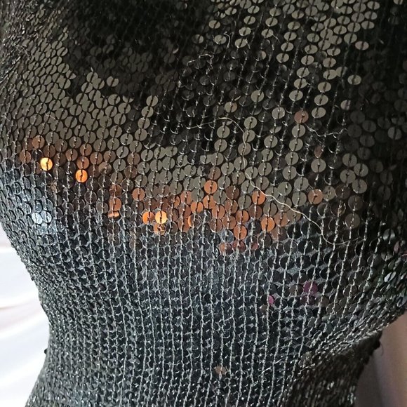 VTG Swee Lo Sequin Wiggle Silk Cowl Cascade Drape Neck PARTY DRESS S/P NEW - Picture 9 of 11